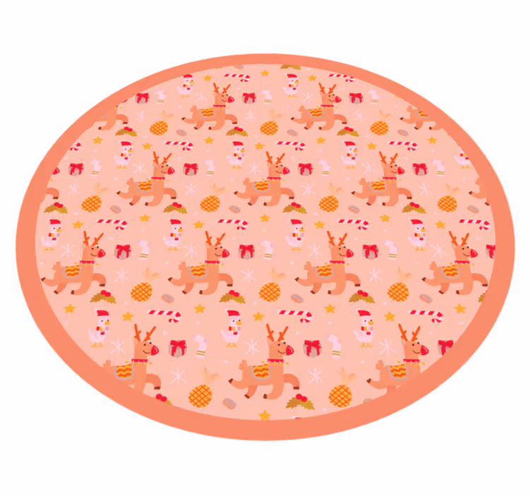 Tapis vinyle noël cercle de rennes festif - TenStickers