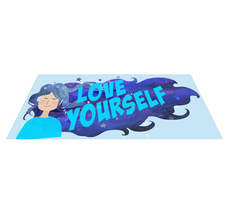 Tapis vinyle citation aime-toi illustration - TenStickers