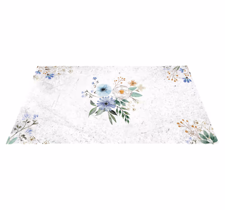 Tapis vinyle fleurs et plantes élégance florale en marbre - TenStickers