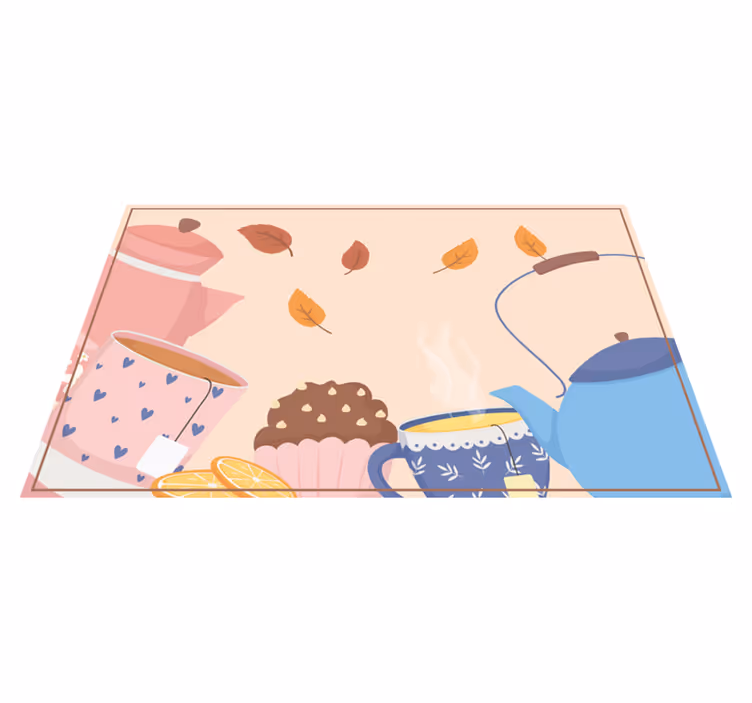 Tapis vinyle fleurs et plantes illustration théière - TenStickers