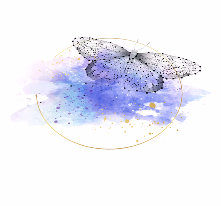 Tapis vinyle fleurs et plantes aquarelle papillon - TenStickers