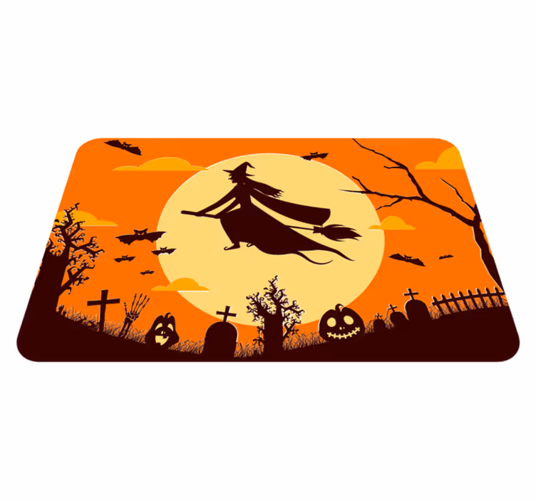 Tapis vinyle halloween silhouette halloween effrayante - TenStickers