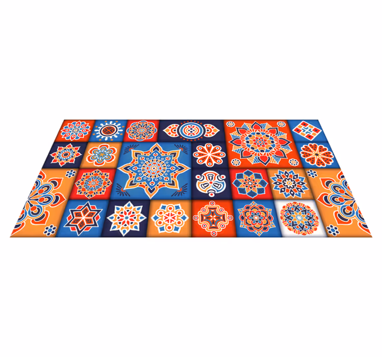 Tapis vinyle carreaux de ciment tuiles de mandala colorées - TenStickers