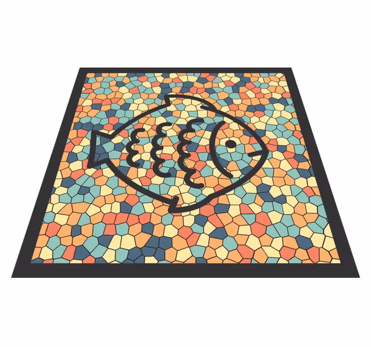 Tapis mosaique vinyle motif de poisson en mosaïque - TenStickers