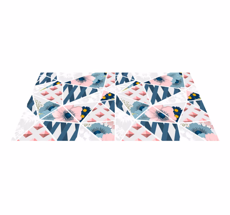 Tapis vinyle géométrique kaléidoscope floral géométral - TenStickers