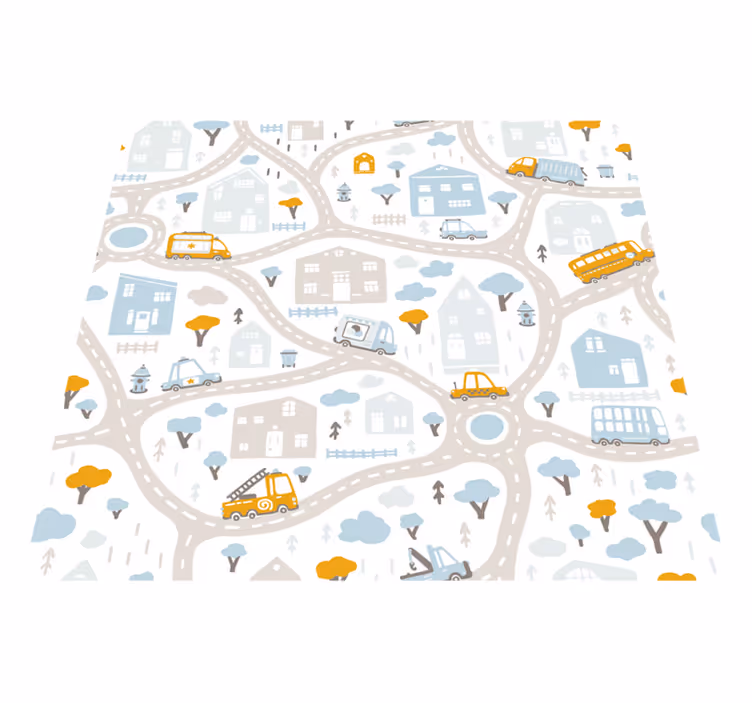 Tapis vinyle route jeu de circulation urbaine - TenStickers