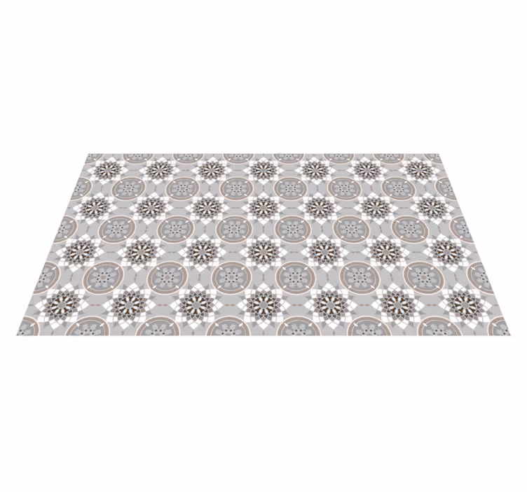 Tapis vinyle cuisine carrelage fleurs au sol - TenStickers