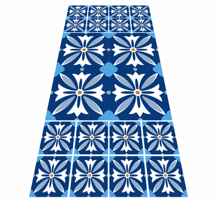 Tapis vinyle carreaux de ciment motif floral en céramique - TenStickers
