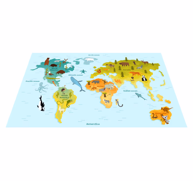 Tapis vinyle carte du monde carte éducative - TenStickers