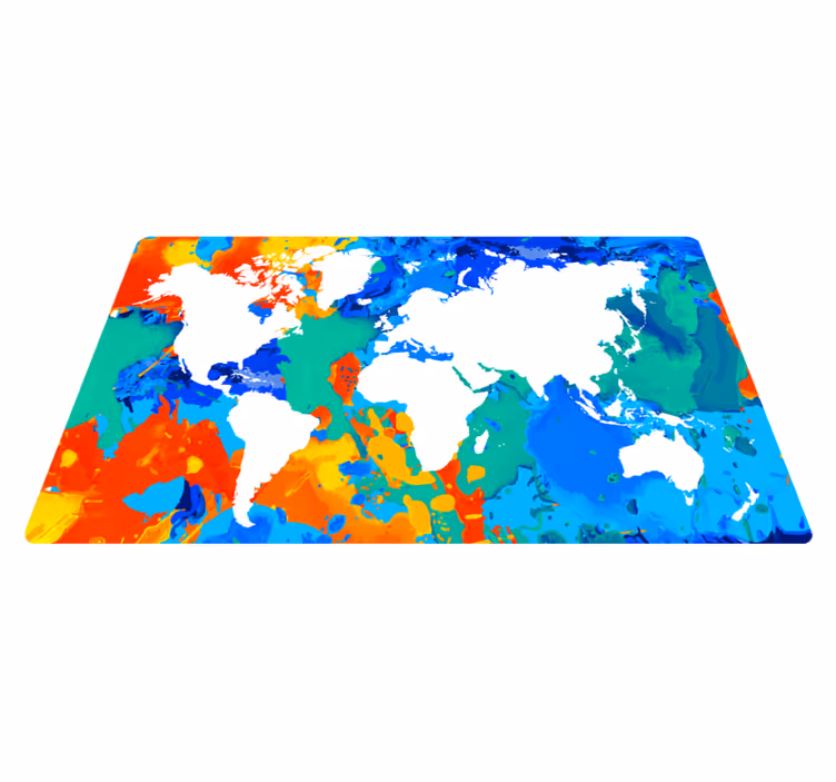 Tapis vinyle carte du monde carte géographique colorée - TenStickers