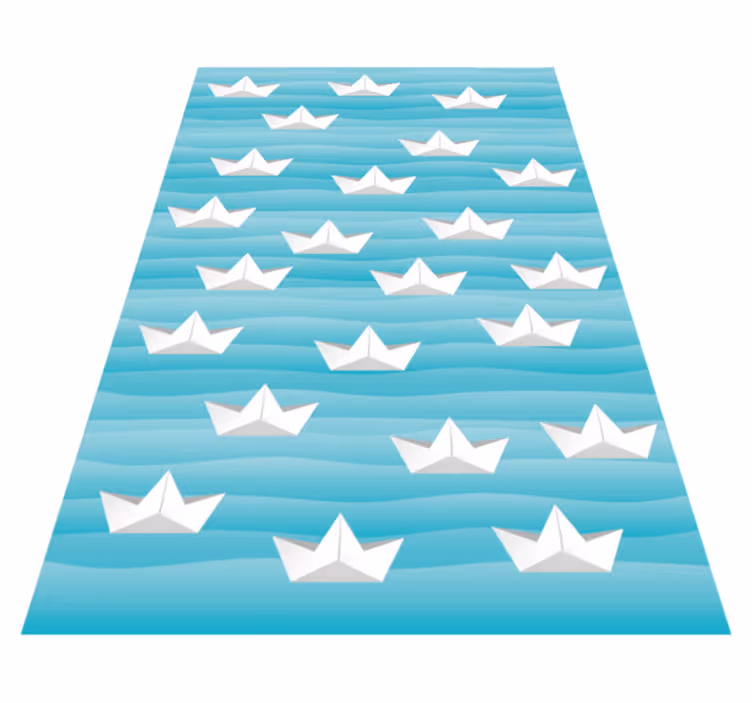 Tapis vinyle étoile bateaux en papier rayé - TenStickers