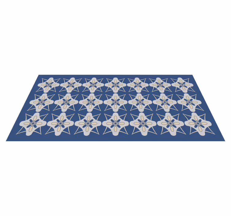 Tapis vinyle carreaux de ciment composition florale - TenStickers