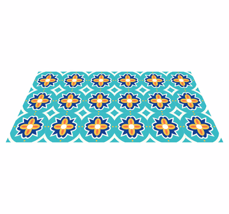 Tapis vinyle carreaux de ciment motif de mosaïque florale - TenStickers