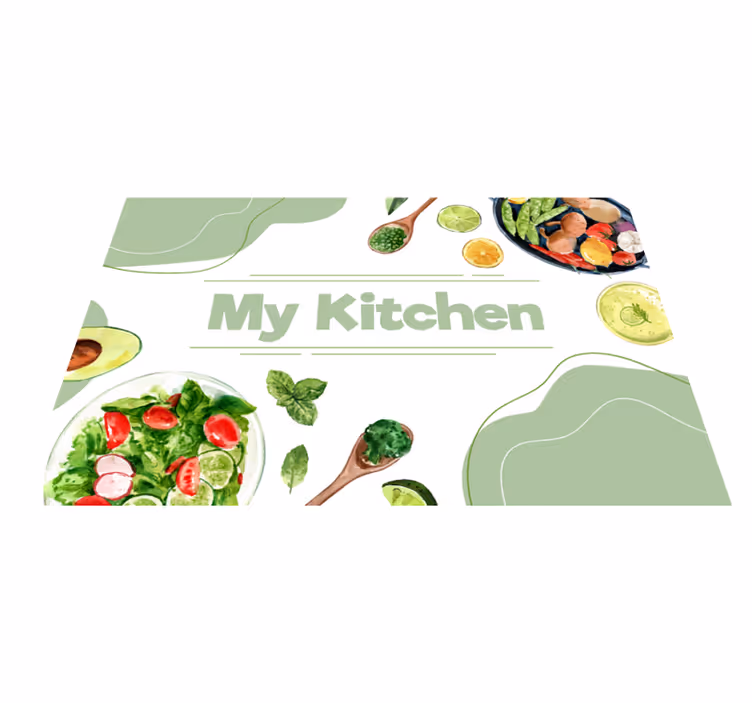 Tapis vinyle cuisine décoration et citation texte my kitchen - TenStickers
