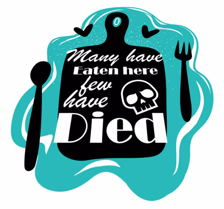 Tapis vinyle citation mangé ici est mort - TenStickers