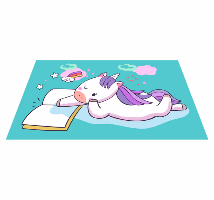 Tapis vinyle pour enfants lecture de licorne - TenStickers