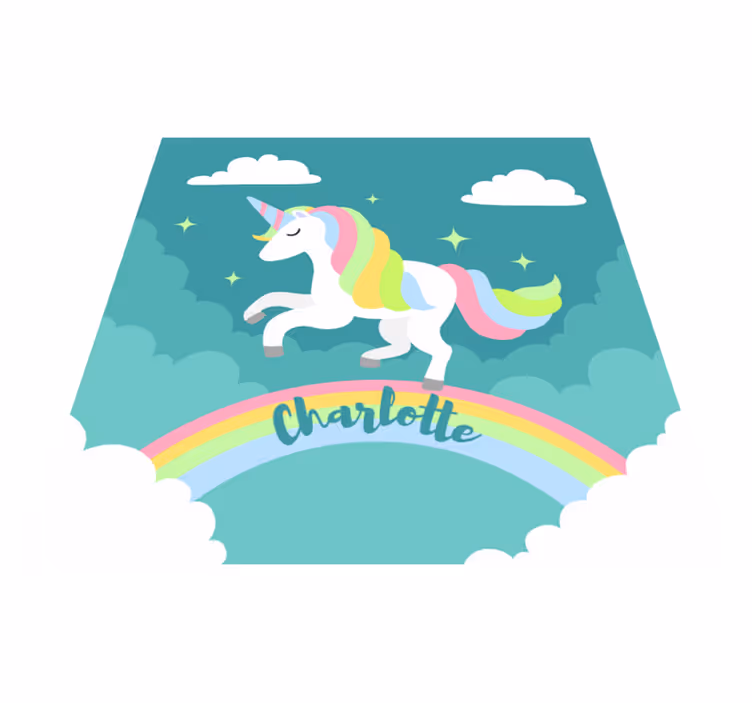 Tapis vinyle chambre bébé licorne arc-en-ciel personnalisée - TenStickers