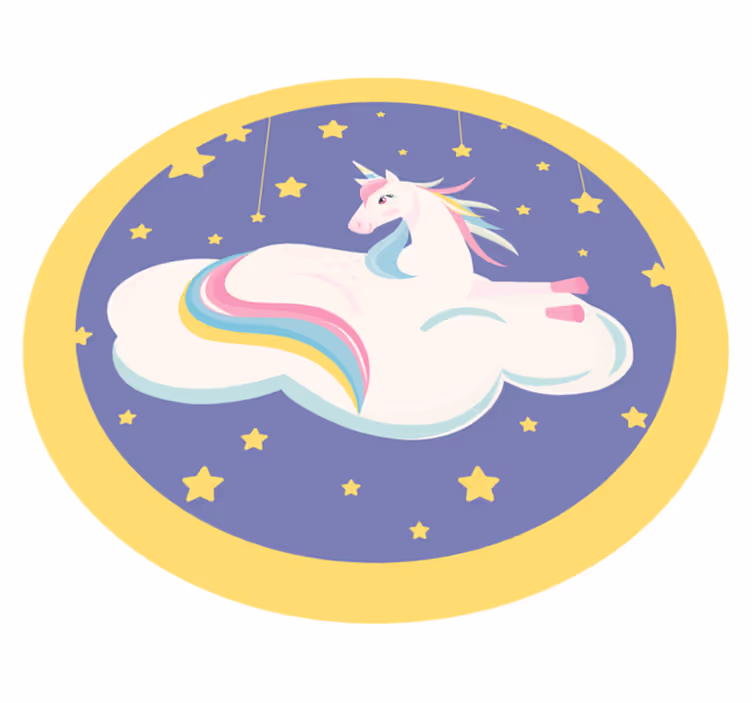 Tapis vinyle chambre bébé cercle de rêve de licorne - TenStickers