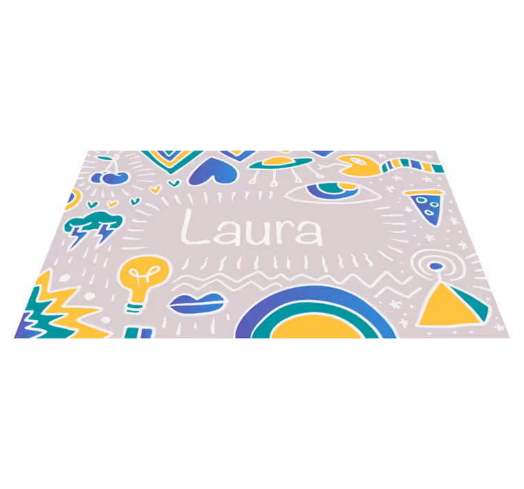 Tapis vinyle personnalisable multicolore prénom - TenStickers