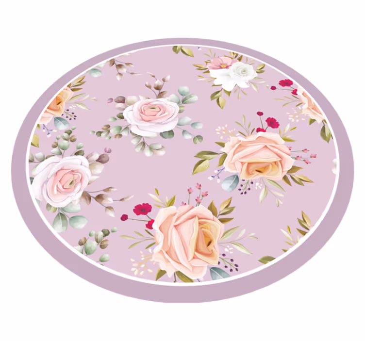 Tapis vinyle fleurs et plantes élégance du cercle floral - TenStickers
