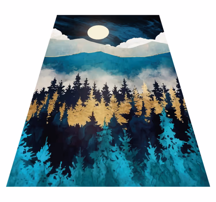 Tapis vinyle nature tombée de la nuit dans la forêt - TenStickers