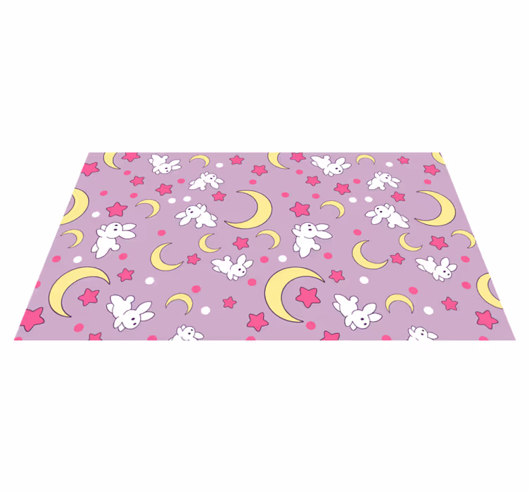 Tapis vinyle pour enfants motif de nuit de lapin - TenStickers