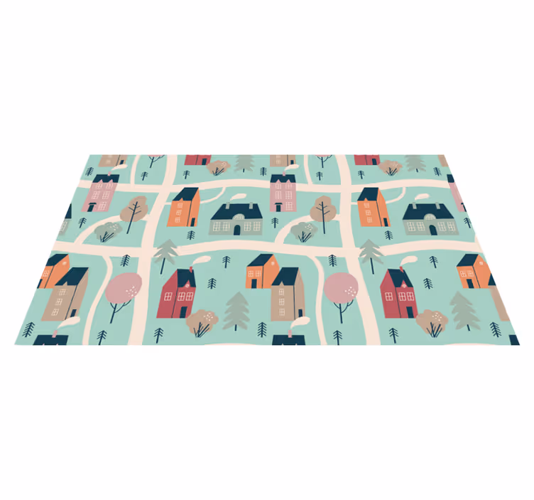 Tapis vinyle pour enfants village de jeux - TenStickers