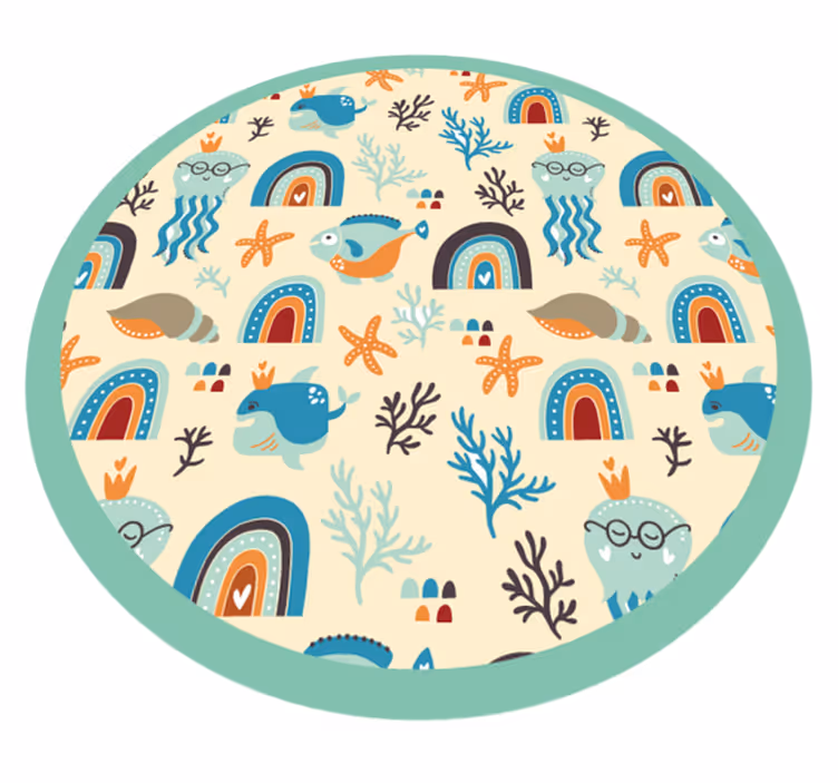 Tapis vinyle pour enfants temps de jeu avec la vie marine - TenStickers