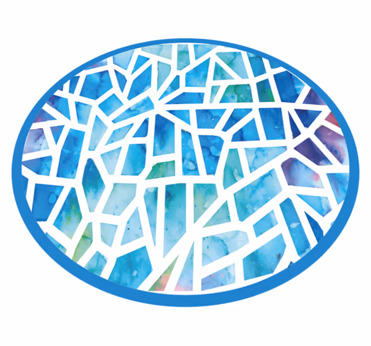 Tapis vinyle bleu mosaïque aquarelle - TenStickers