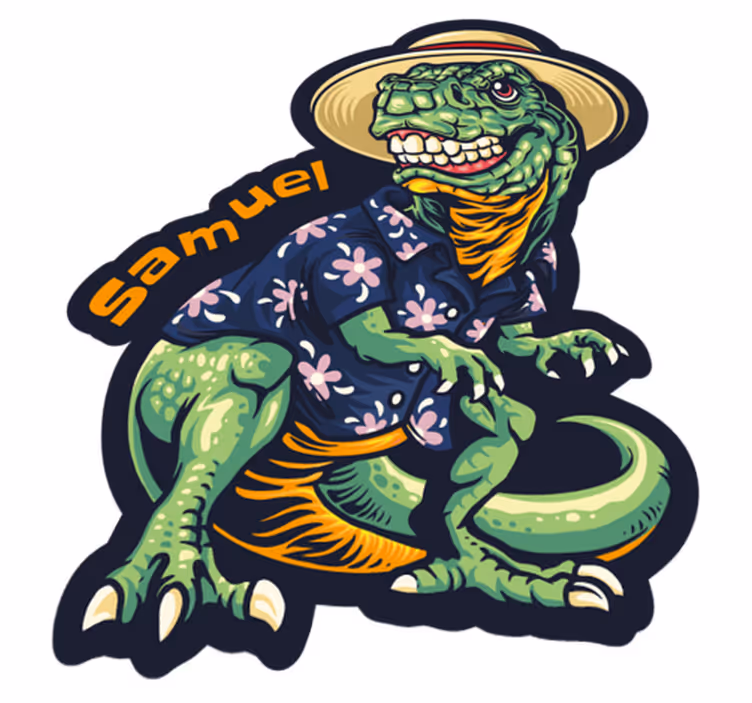 Tapis vinyle personnalisé tenue de vacances dinosaure - TenStickers