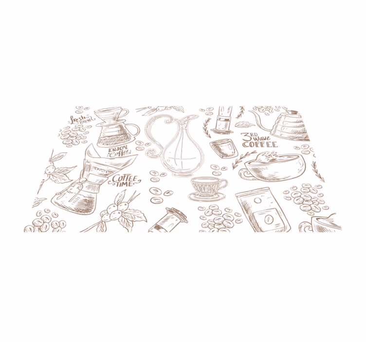 Tapis vinyle cuisine croquis de café - TenStickers