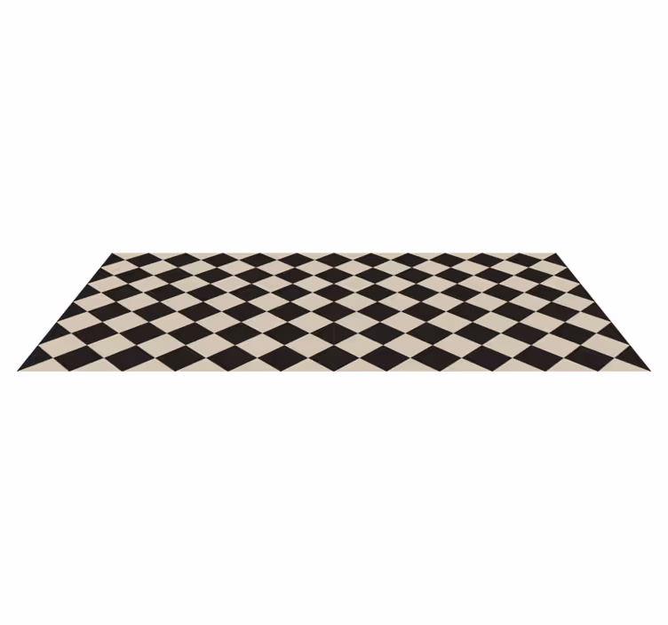 Tapis vinyle cuisine motif losanges noirs et blancs - TenStickers