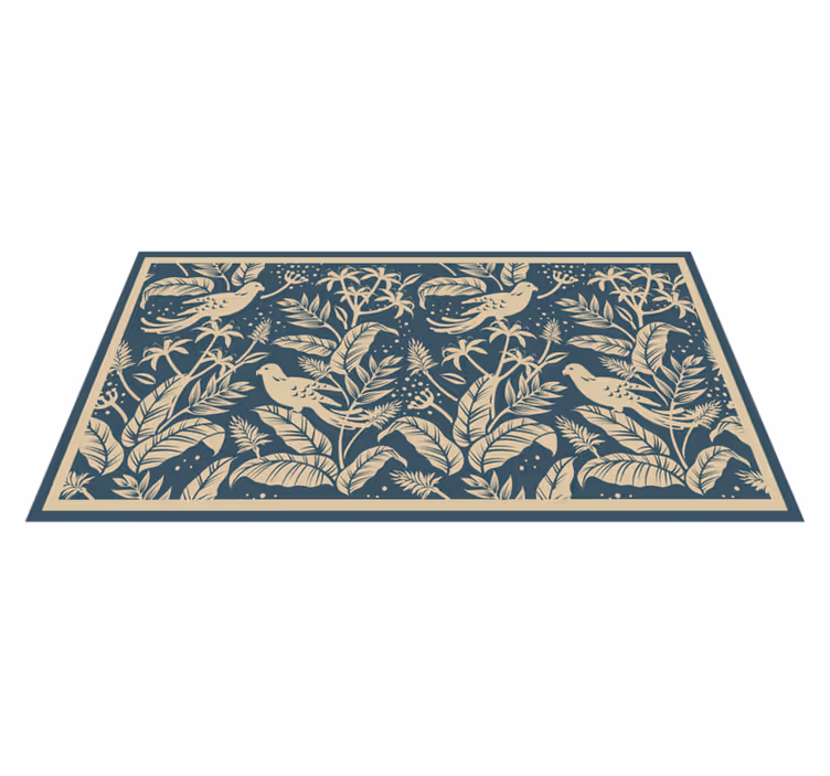 Tapis vinyle fleurs et plantes illustration d'oiseaux - TenStickers