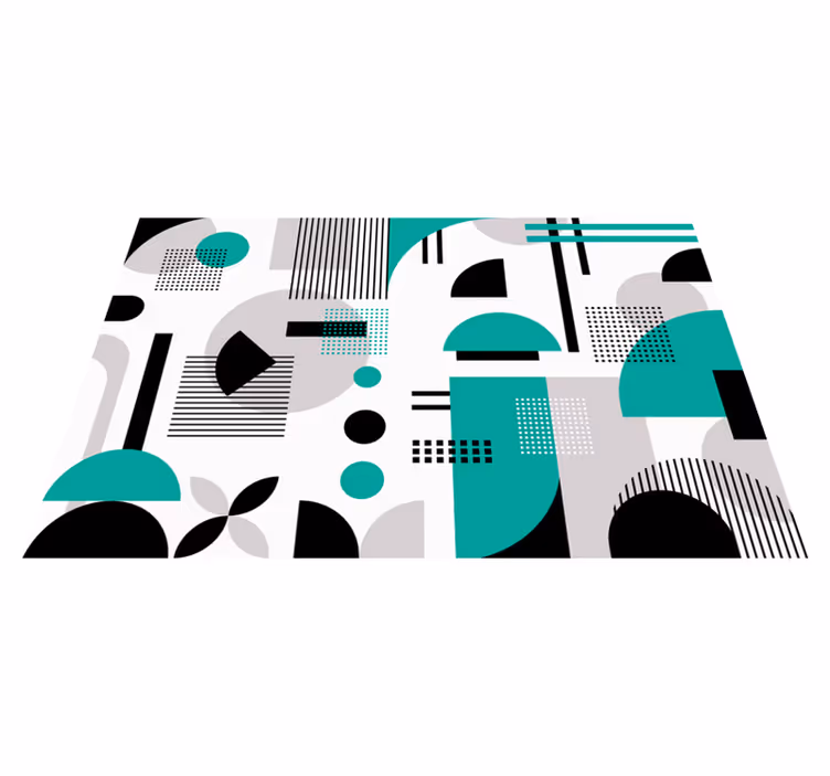 Tapis vinyle moderne formes géométriques turquoises - TenStickers