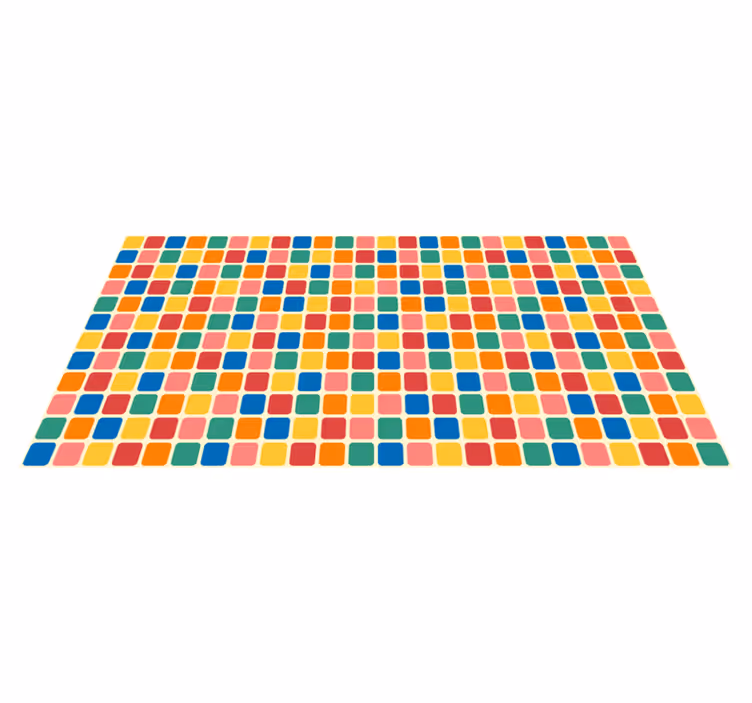 tapis vinyle geometrique Carrés de carreaux multicolores - TenStickers
