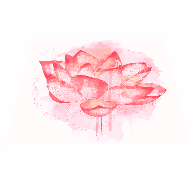 Tapis vinyle fleurs et plantes lotus aquarelle - TenStickers