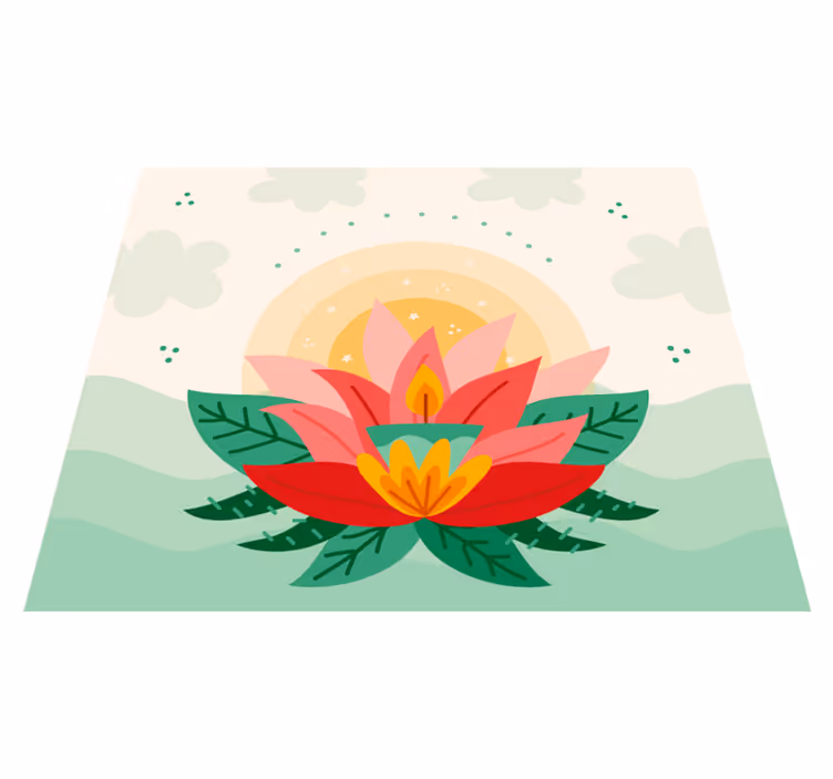 Tapis vinyle fleurs et plantes illustration de lotus - TenStickers
