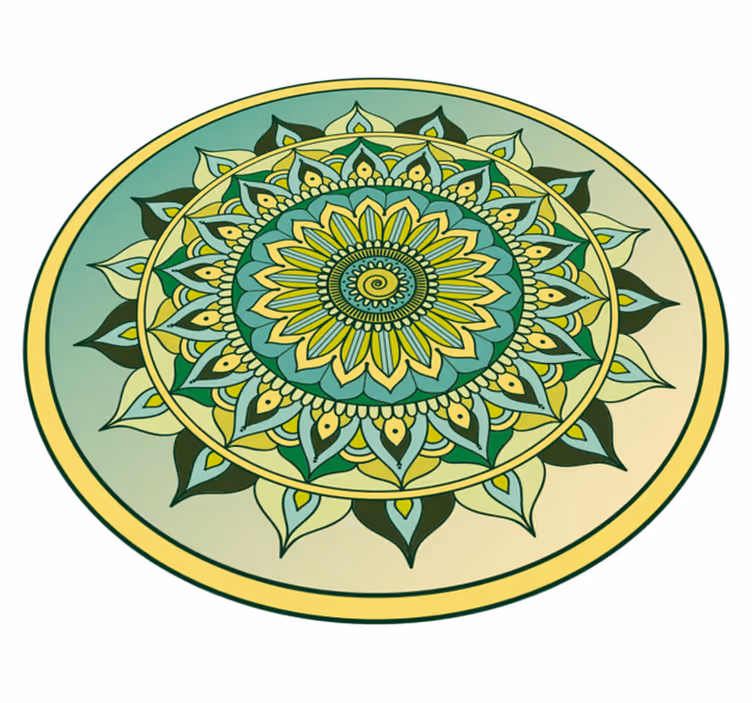 Tapis vinyle mandala Ombre verte mandala - TenStickers