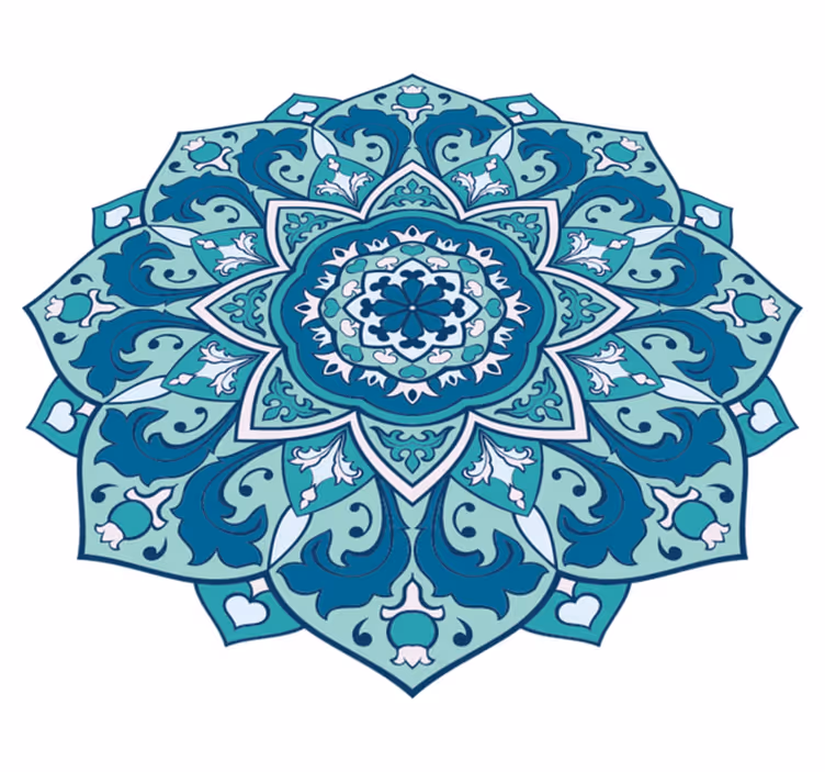 Tapis vinyle desin Mandala bleu - TenStickers