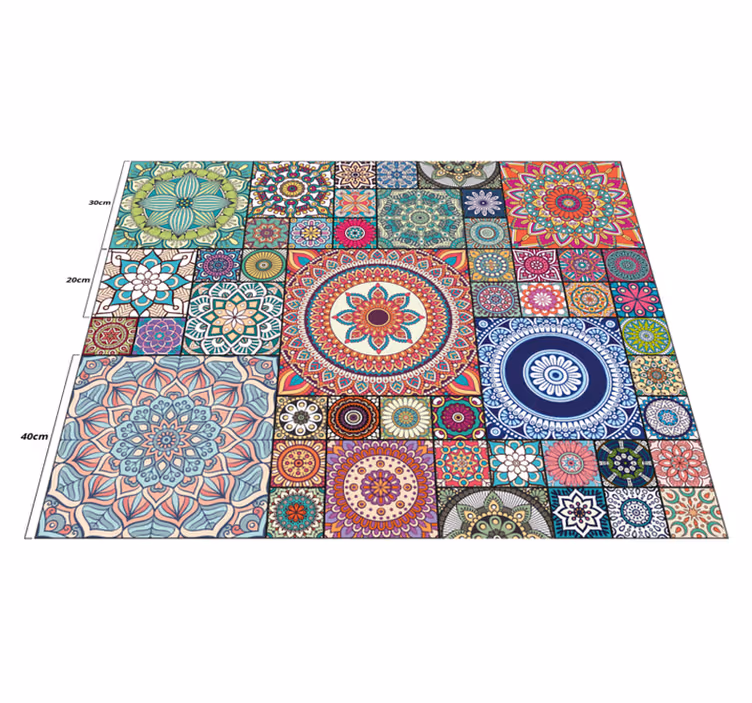 Tapis vinyle carreaux mandala - TenStickers