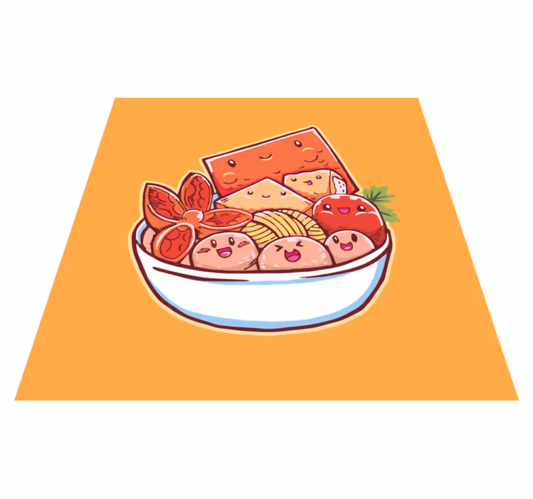 Tapis vinyle cuisine délice de sushi de dessin animé - TenStickers