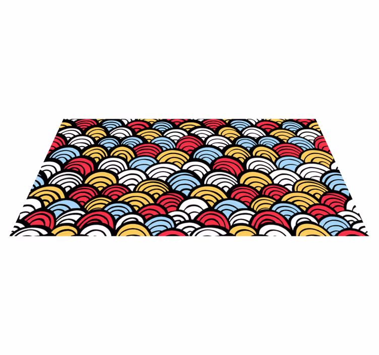 Tapis vinyle géométrique demi-cercles colorés - TenStickers