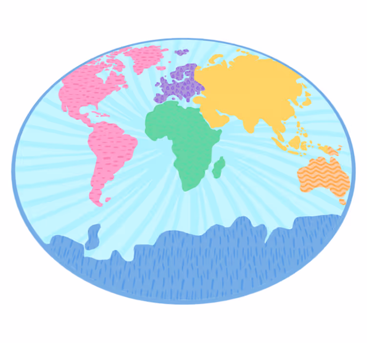 Tapis vinyle carte du monde cercle coloré - TenStickers