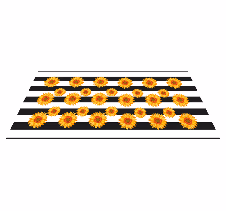 Tapis vinyle fleurs et plantes rayures de tournesol - TenStickers