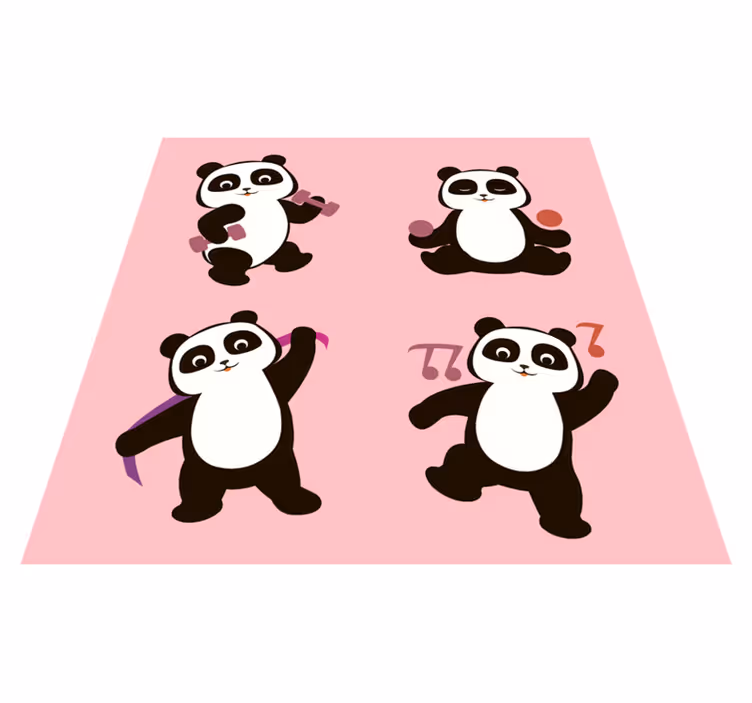 Tapis vinyle pour enfants motif de danse du panda - TenStickers
