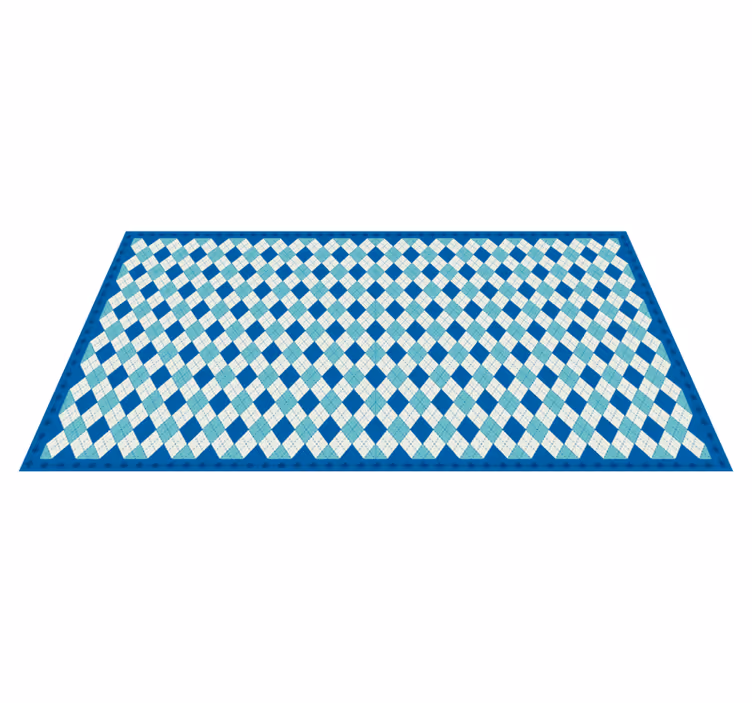 Tapis vinyle carreaux de ciment motif à damier bleu - TenStickers
