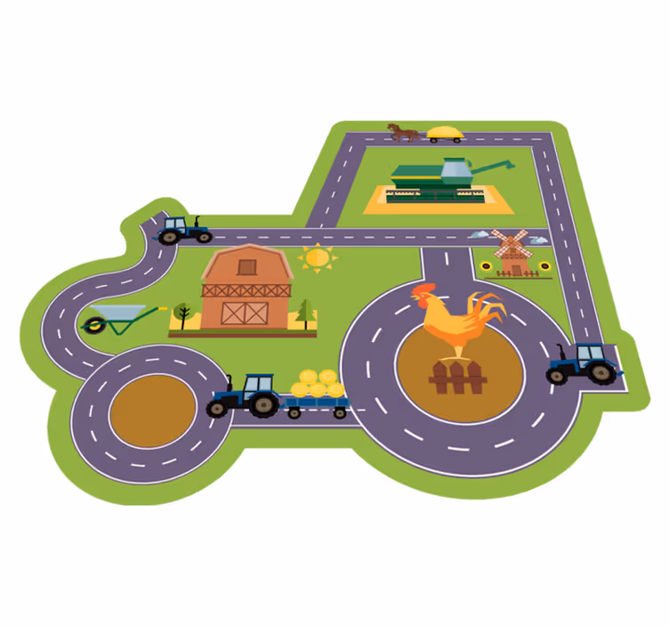 Tapis vinyle route circuit de jeu à la ferme - TenStickers