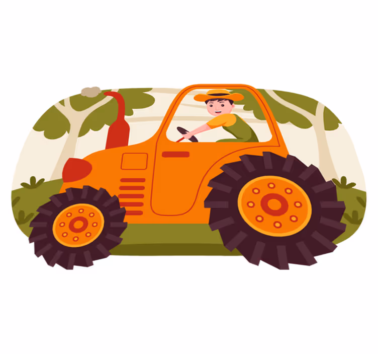 Tapis vinyle pour enfants images ludiques du tracteur - TenStickers