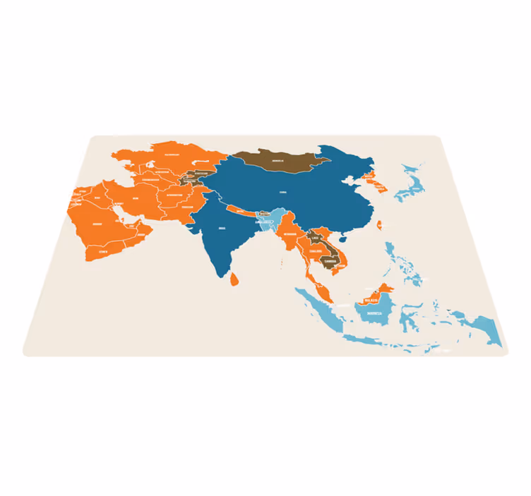 Tapis vinyle carte du monde silhouette colorée - TenStickers