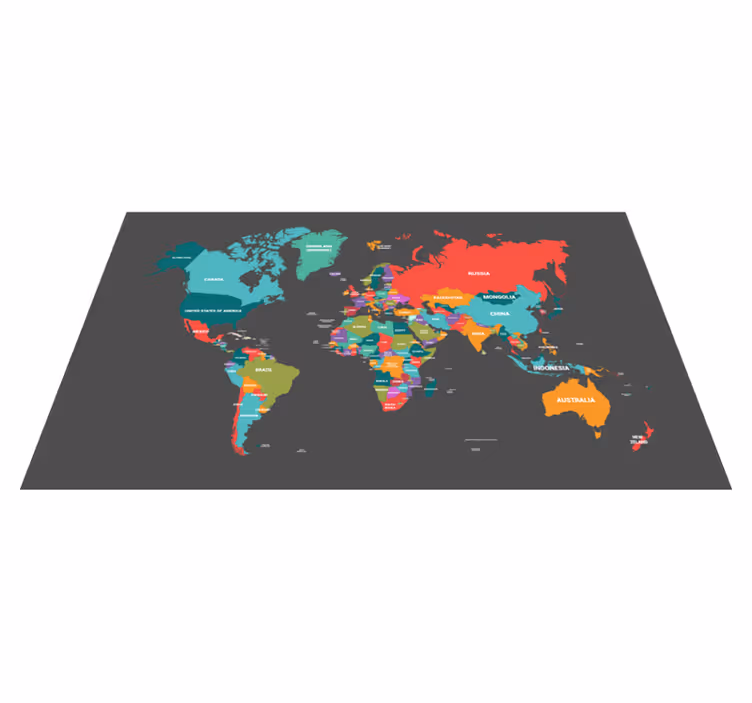 Tapis vinyle carte du monde carte colorée - TenStickers